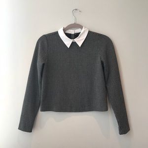 ZARA black and white shirt with Peter Pan collar